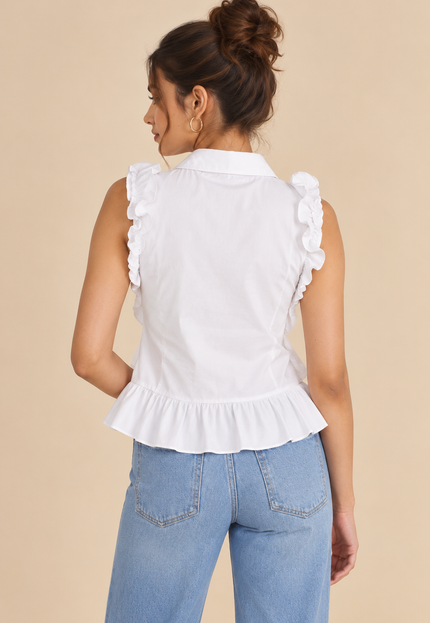 White frilled top