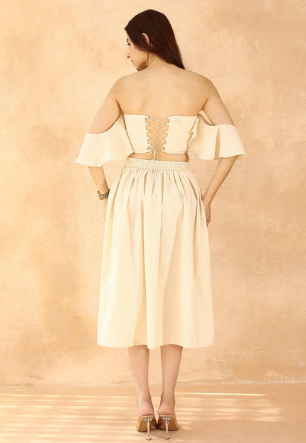 Beige corset + midi skirt