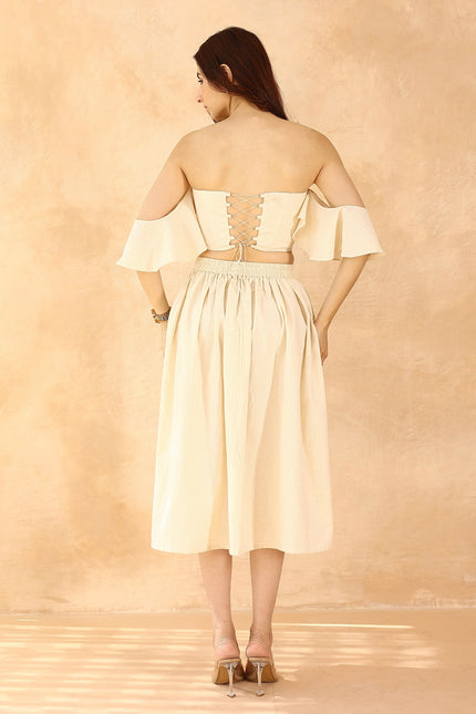 Beige corset + midi skirt