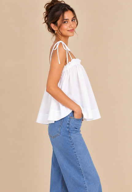 White cotton tie-up top