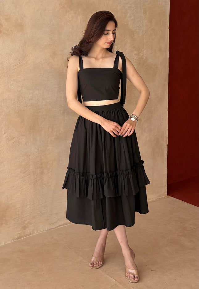 Black tie up co-ord