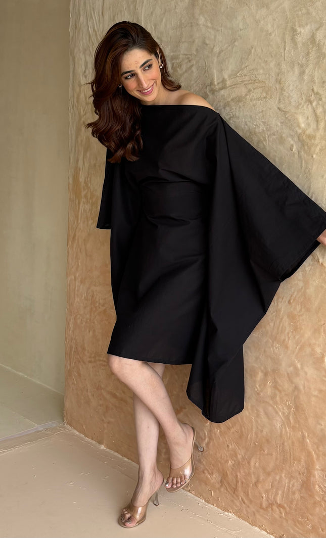 Black cotton kaftan dress
