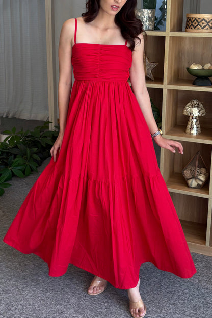 Red maxi dress