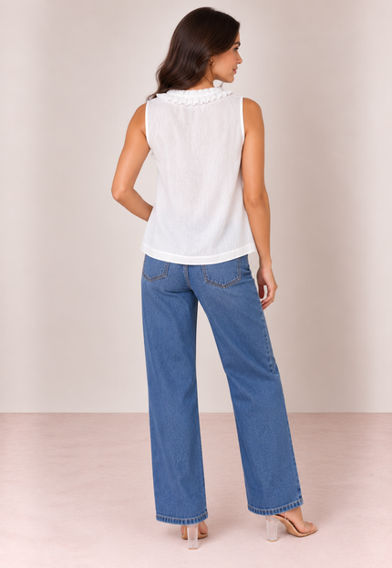 White frilled top