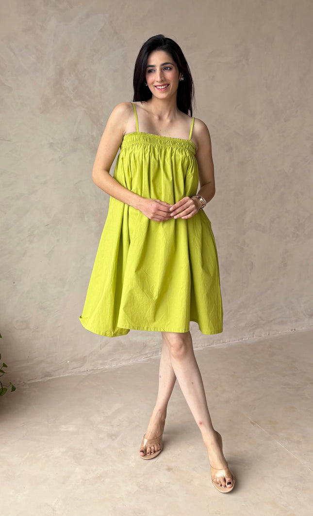 Green smocked dress