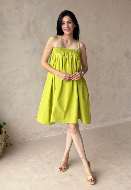 Green smocked dress