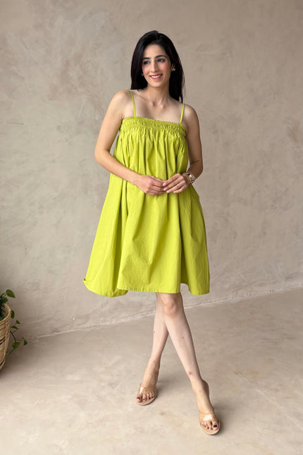 Green smocked dress