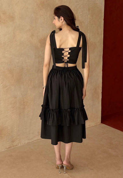 Black tie up co-ord