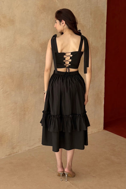 Black tie up co-ord