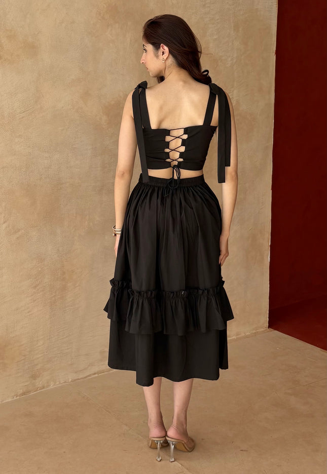 Black tie up co-ord