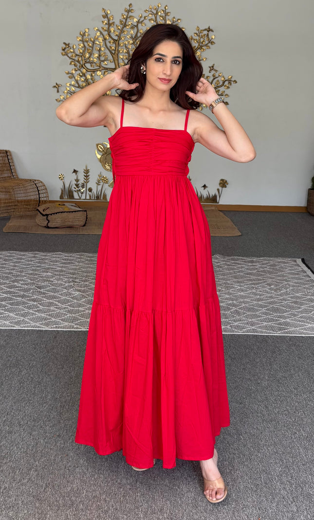 Red maxi dress