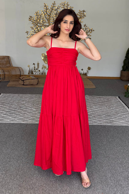 Red maxi dress
