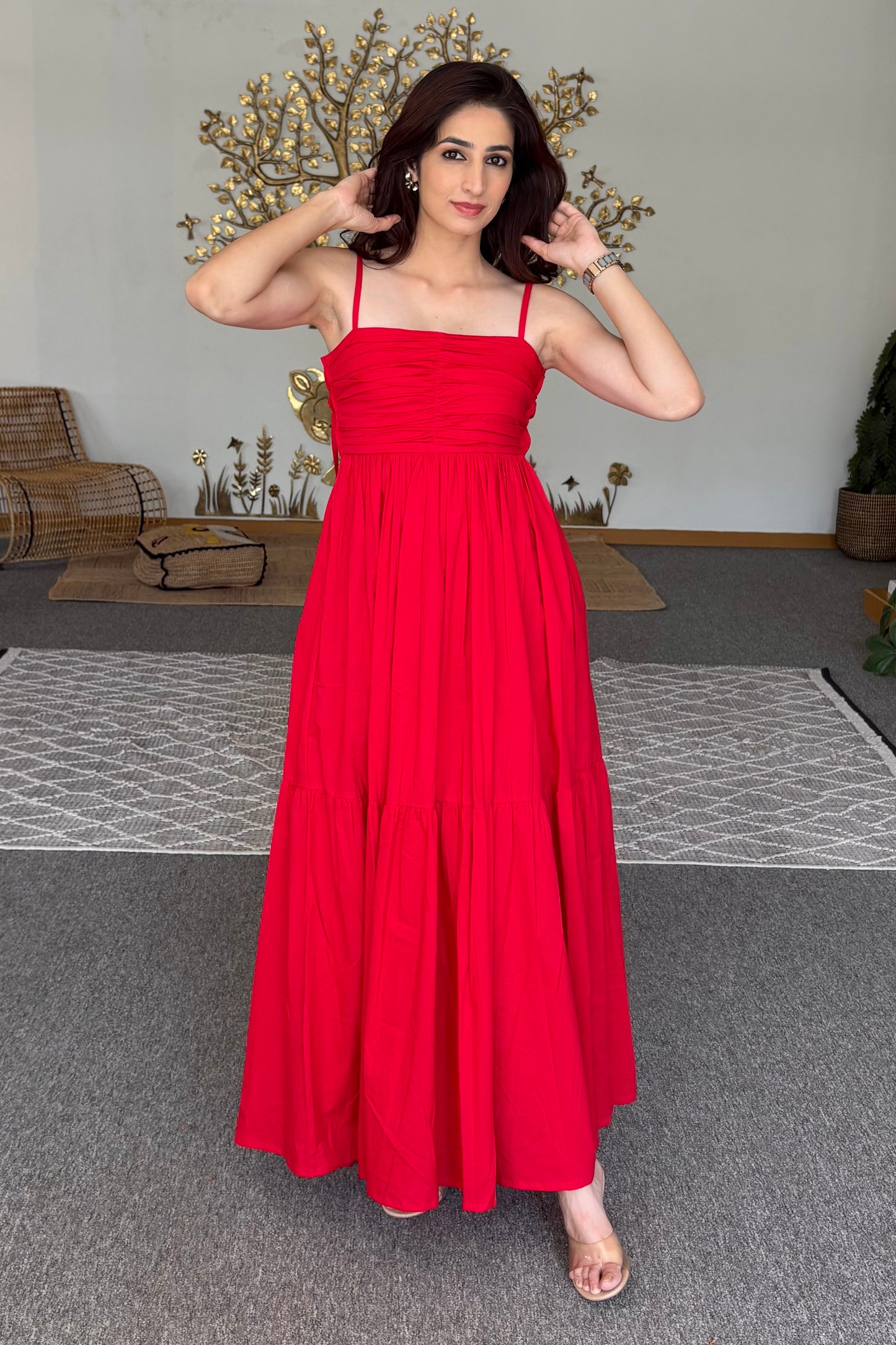 Red maxi dress