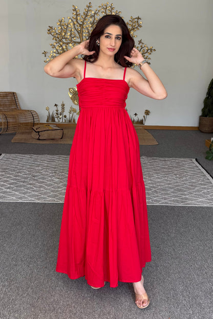 Red maxi dress