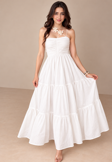 White three tier maxi dress