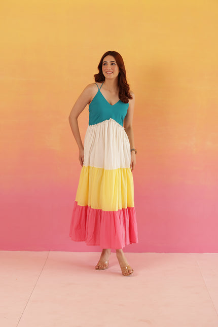 Cotton maxi dress with halter straps
