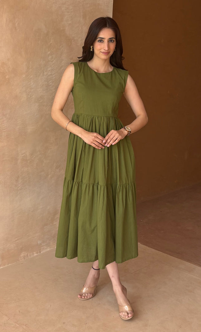 Green midi dress