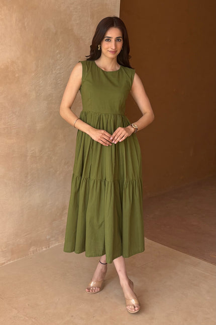 Green midi dress