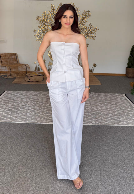 White tailored waistcoat & pants