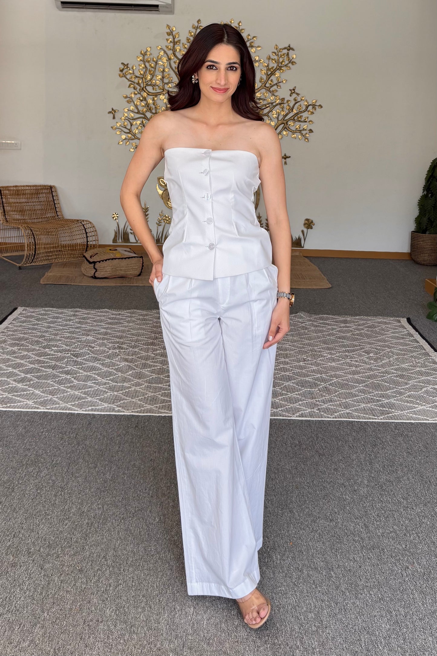 White tailored waistcoat & pants