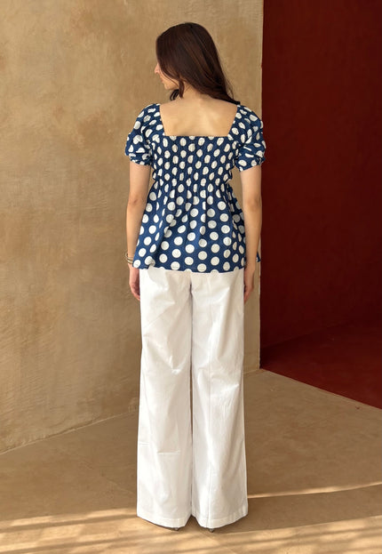 Polka dot peplum top