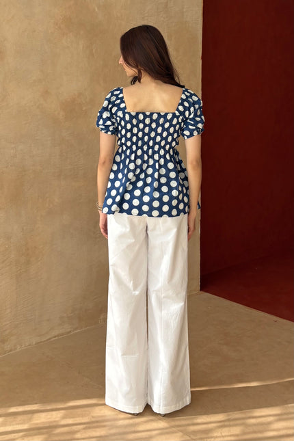 Polka dot peplum top