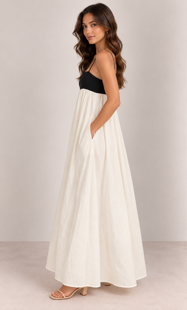 Off-white contrast maxi dress