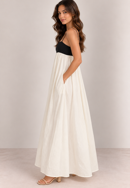 Off-white contrast maxi dress