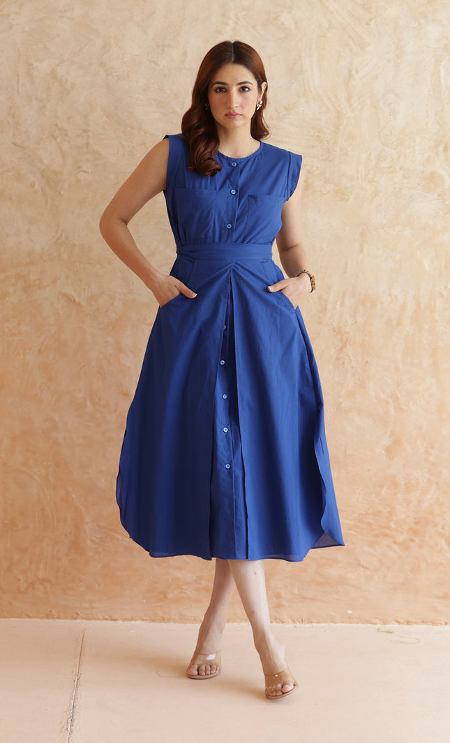 Royal blue midi dress