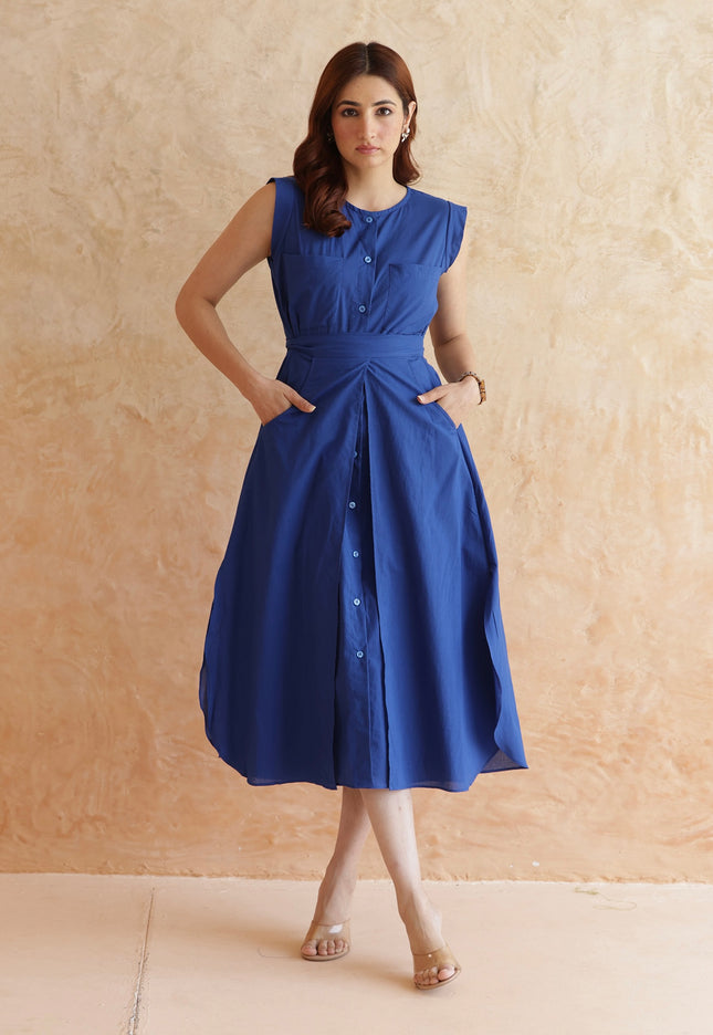 Royal blue midi dress
