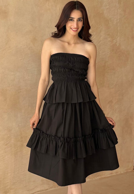 Black smocked co-ord