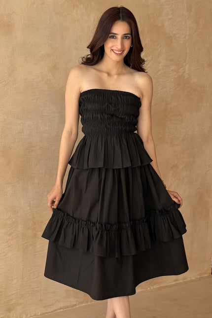 Black smocked co-ord