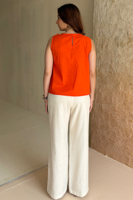 Orange cotton frilled top