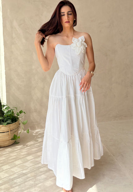 Cotton skirt & boned corset top