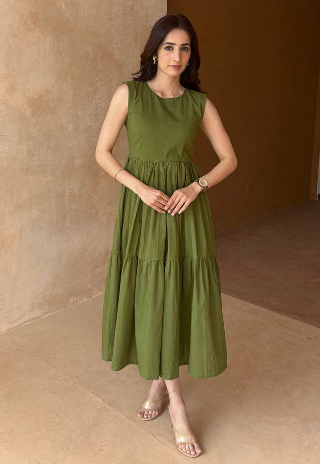 Green midi dress