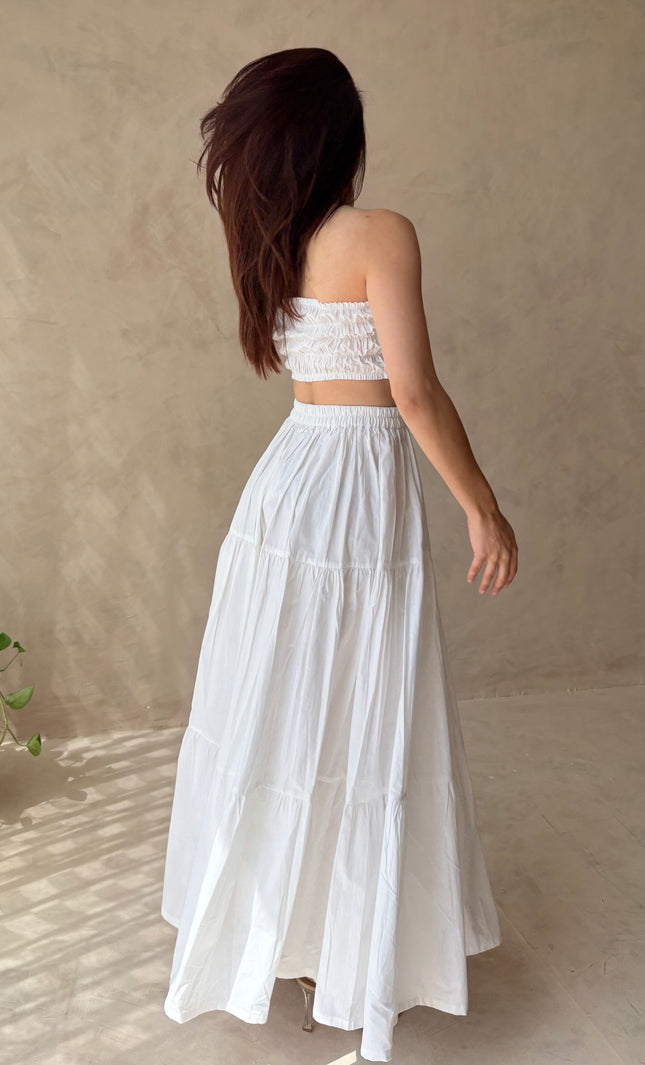 Cotton skirt & padded bandeau top