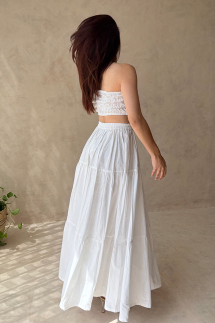 Cotton skirt & padded bandeau top