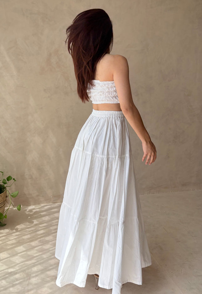 Cotton skirt & padded bandeau top