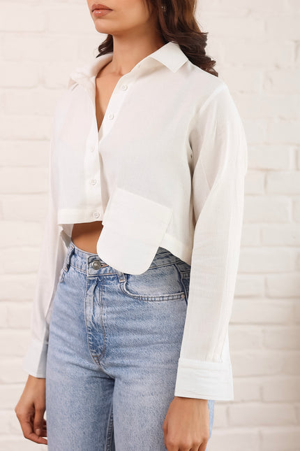 White crop shirt