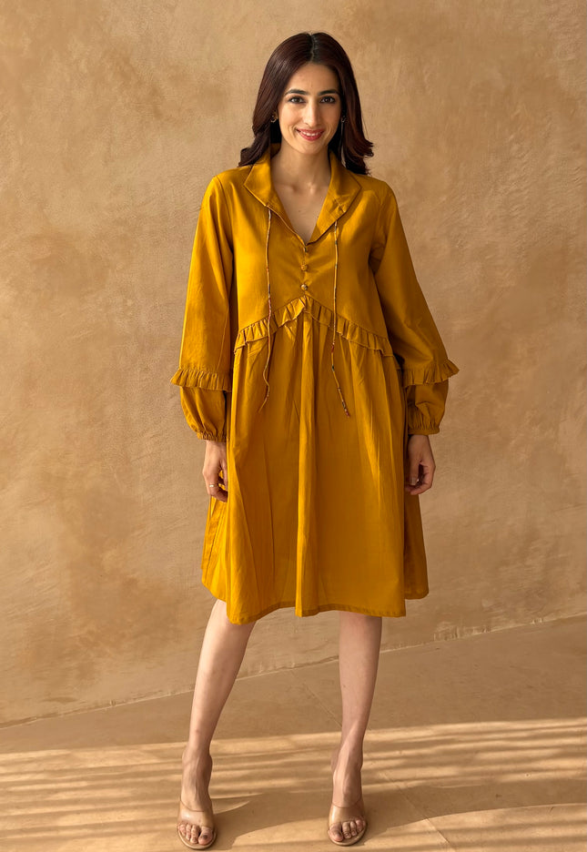 Mustard cotton dress