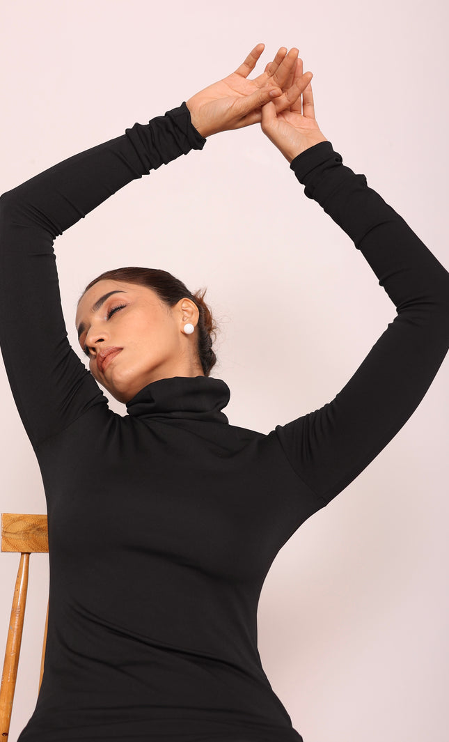High neck black top
