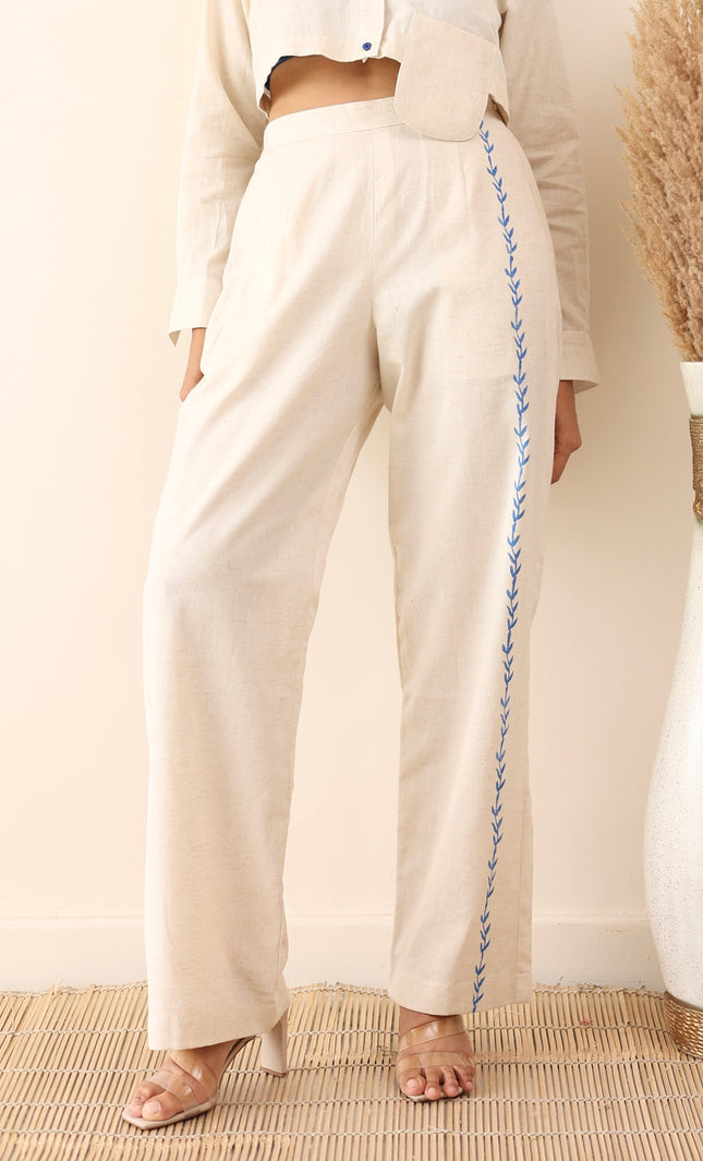 Beige high waist trousers