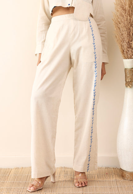 Beige high waist trousers