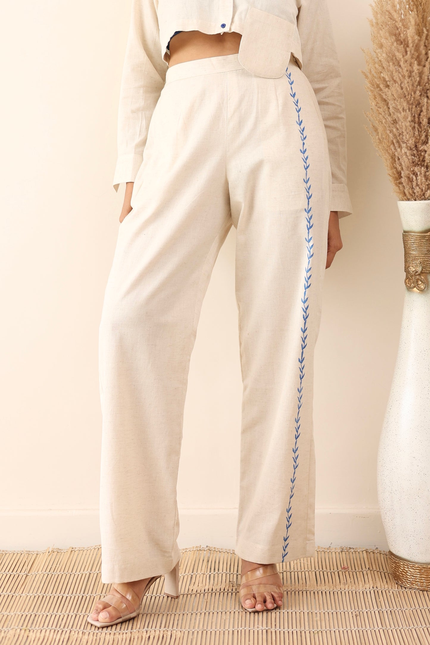 Beige high waist trousers