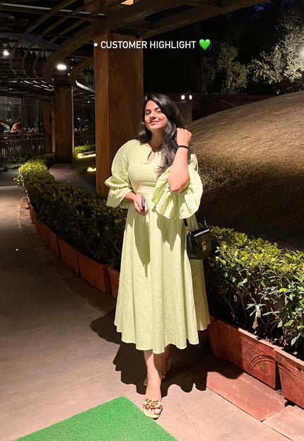 Green flare dress