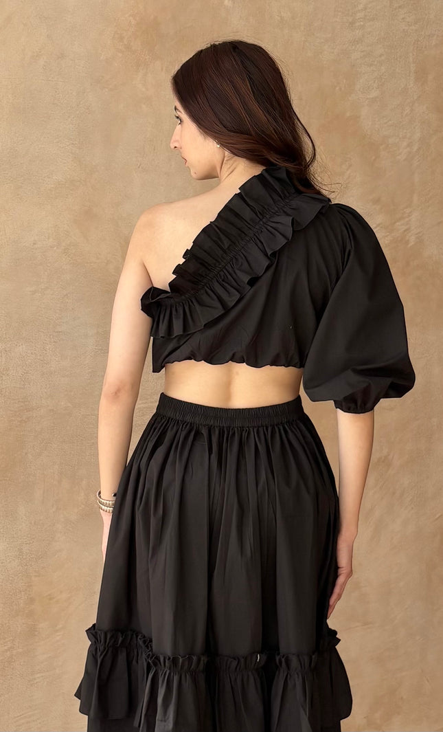 Black frilled co-ord