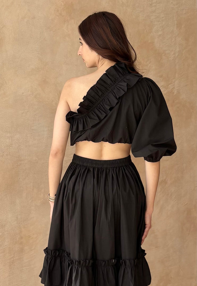Black frilled co-ord