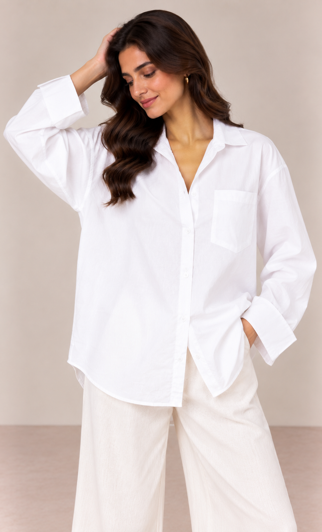 White plain poplin shirt