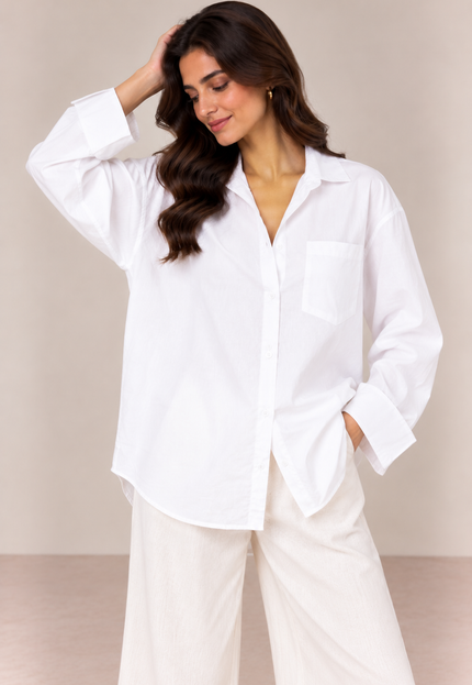 White plain poplin shirt