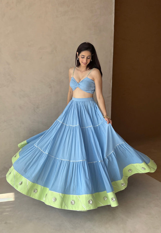 Baby blue lehenga set